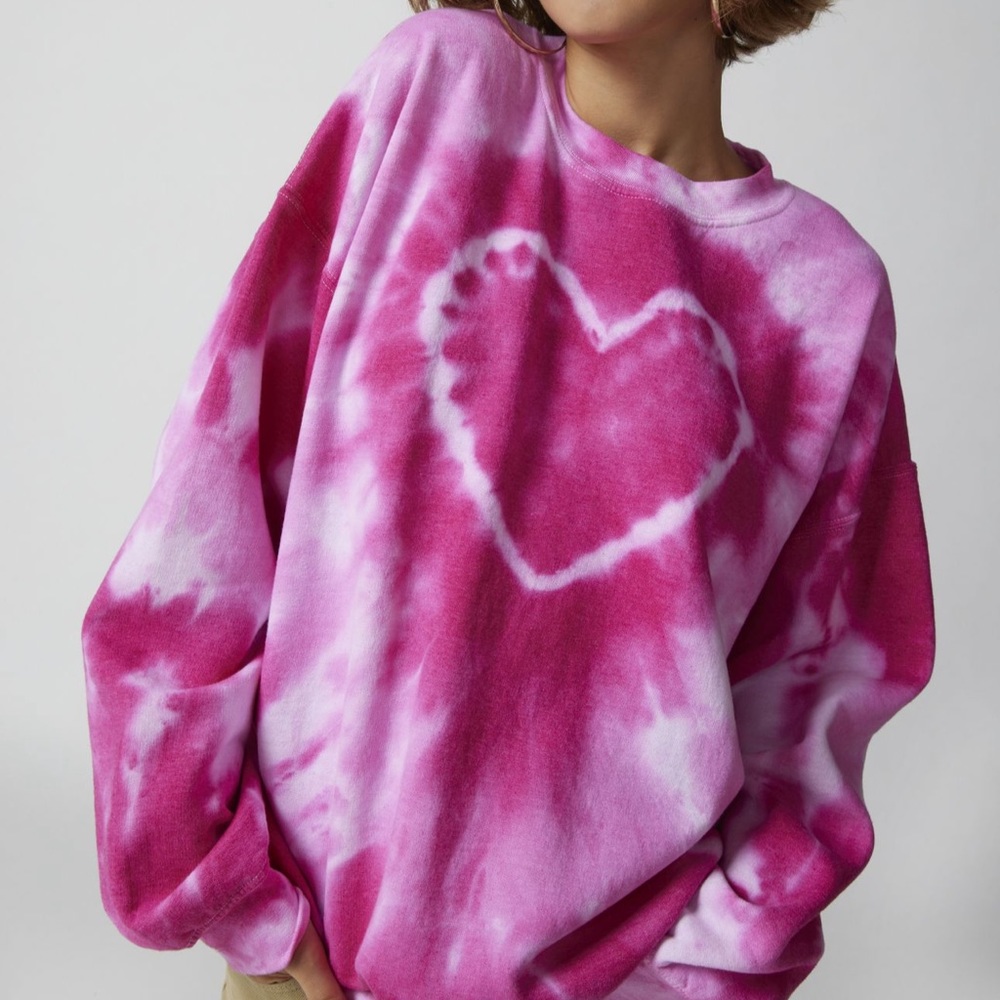 Urban Outfitters tie-dye pink heart sweatshirt